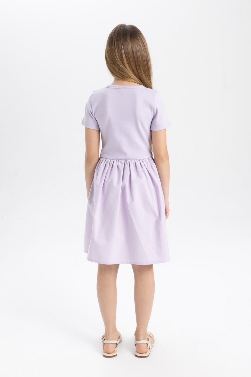 DeFacto Purple Girl Girl Cotton Short Sleeve Dress Casual - Image 5