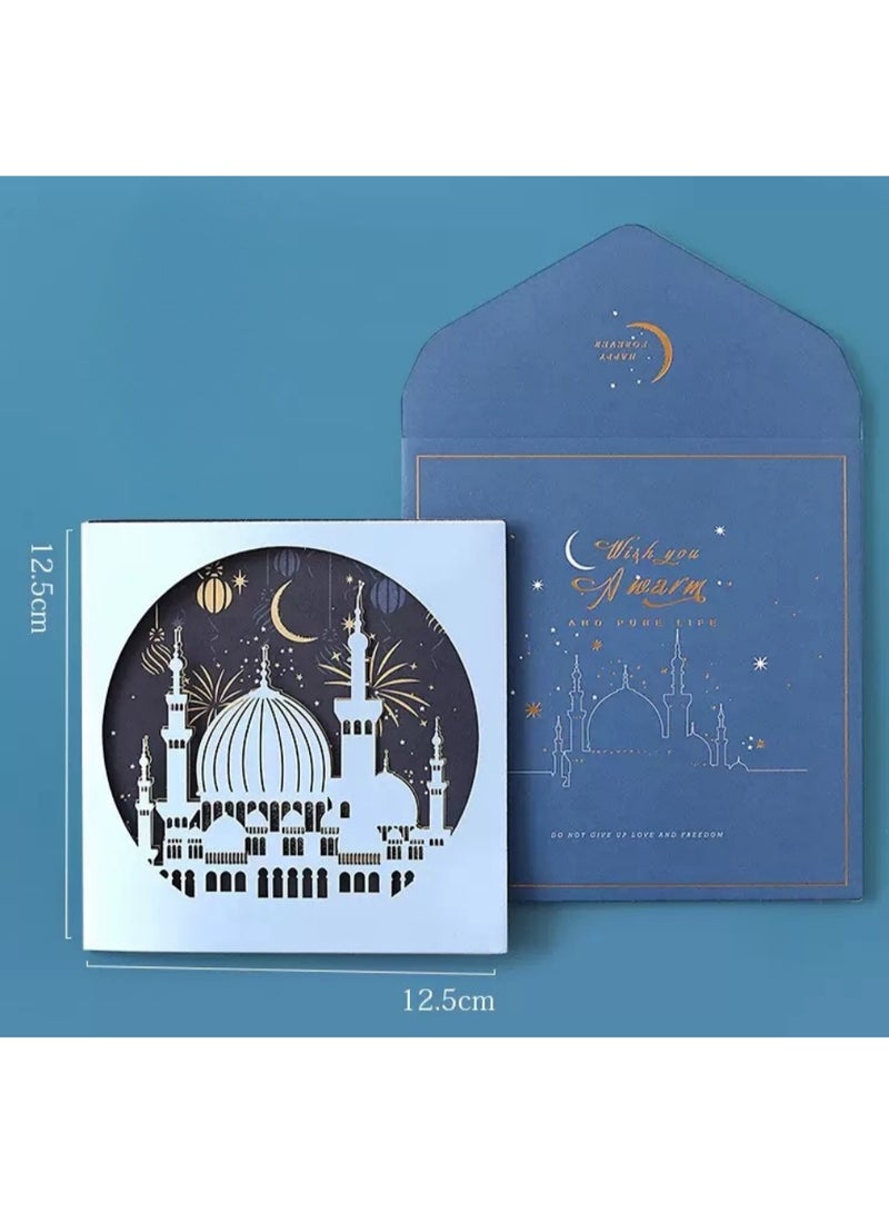 بطاقة معايدة مجوفة ثلاثية الطي مع ظرف وصفحة داخلية - تصميم بسيط لبطاقة تهنئة بالعيد - Image 3