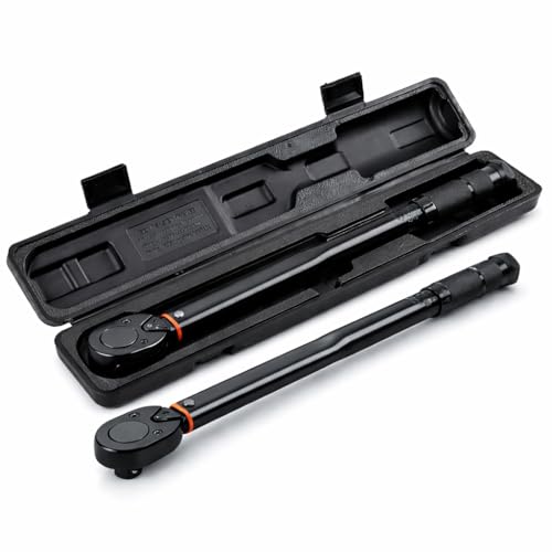 HUPLA 1/2" Drive Click Torque Wrench (10–150 Ft-Lb / 28–210 Nm) | Dual Range Micrometer Adjustable Ratchet Wrench for Car, Bike & Industrial Use | Torque Tool with Storage Case - Fixed Square - Image 1