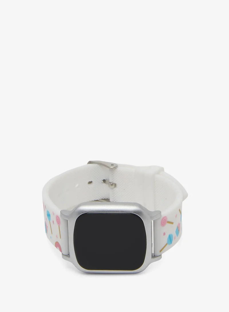 Redtag Girls White Printed Digital Watch