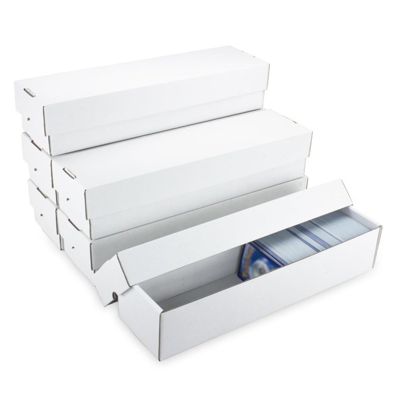 XRACV Trading Card Storage Box 6 Pack 1200 count with Lid, White Corrugated Cardboard Sports Card Storage Box for TCG/Magic/Mtg Storage and Collection, Horizontal - Image 1