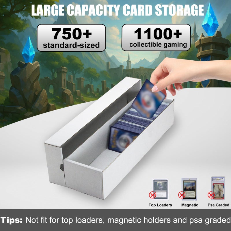 XRACV Trading Card Storage Box 6 Pack 1200 count with Lid, White Corrugated Cardboard Sports Card Storage Box for TCG/Magic/Mtg Storage and Collection, Horizontal - Image 2
