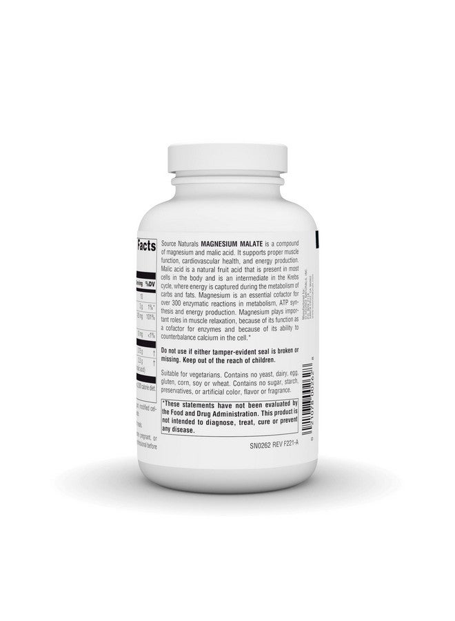 Source Naturals Magnesium Malate 3750Mg Per Serving Essential Magnesium Malic Acid Supplement 180 Tablets - Image 3