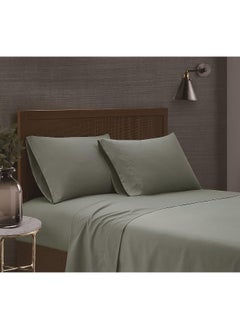London Fog London Fog – Garment Wash Solid Split King 7 Piece Sheet and Pillowcase Set – Soft Microfiber Fabric – Green  - Image 1