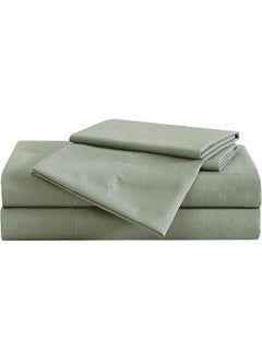 London Fog London Fog – Garment Wash Solid Split King 7 Piece Sheet and Pillowcase Set – Soft Microfiber Fabric – Green  - Image 3