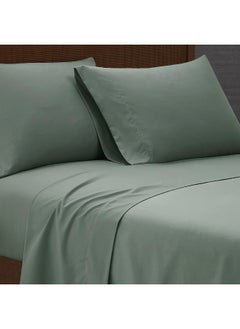 London Fog London Fog – Garment Wash Solid Split King 7 Piece Sheet and Pillowcase Set – Soft Microfiber Fabric – Green  - Image 4