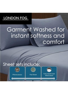 London Fog London Fog – Garment Wash Solid Split King 7 Piece Sheet and Pillowcase Set – Soft Microfiber Fabric – Green  - Image 5