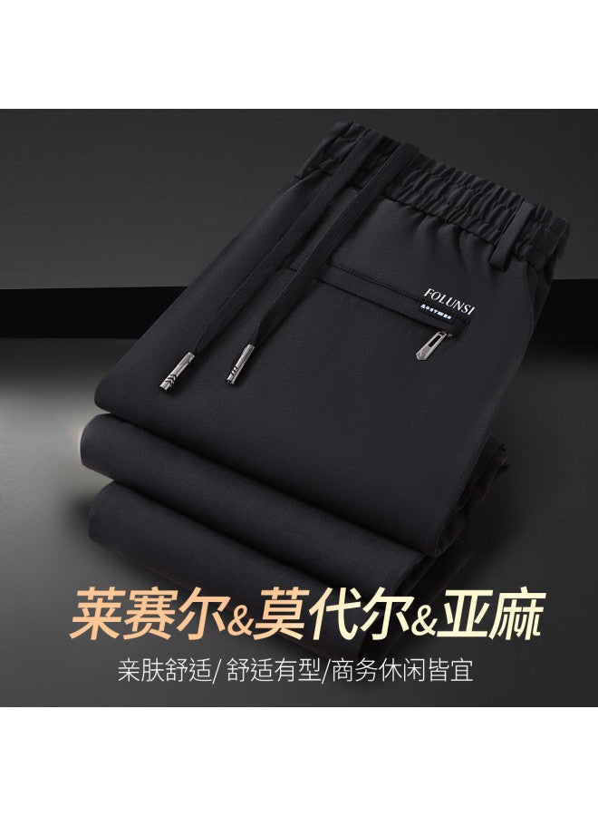FOLUNSI classic Spring New Men's Casual Pants With Elastic Waistband, Straight Leg Everyday Trousers For Men - Image 2