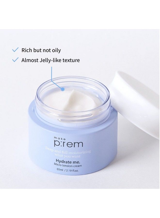 MAKEP:REM Makeprem Hydrate Me Micro Tension Cream Moisturizing Water Cream Hydrate Smooth Nosticky Dry Extradry Sensitive Oily Aging Acneprone Skin Hyaluronic Acid Raspberry 2.19 Fl Oz Korean Skincare. - Image 4