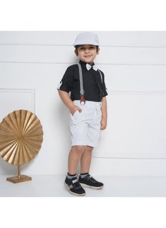 AJ Dezines AJ DEZINES Kids Clothing Shirt Shorts Set For Boys (Ca-34-Black-5, Cotton) 5 Years-6 Years  - Image 5