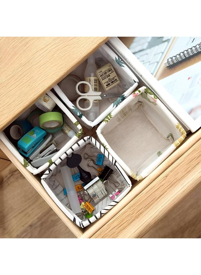 سلة تخزين قماشية متعددة الاستخدامات للمنزل والمكتب - منظم لمستحضرات التجميل والعناية الشخصية - صندوق تخزين صغير قابل للطي للأشياء الصغيرة والأسلاك والشواحن - تصميم جذاب وعملي - 3 قطع - Image 4