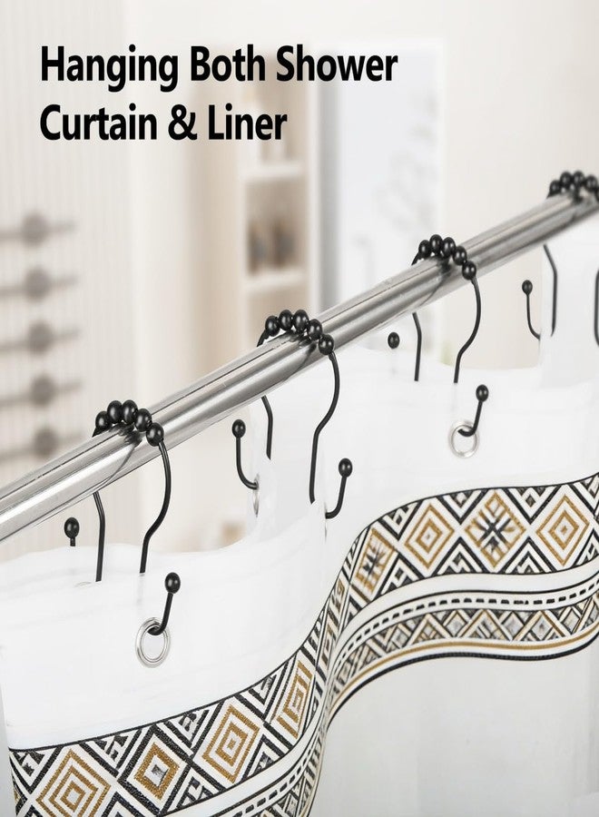 Resze Shower Curtain Hooks, Sturdy Metal Black Shower Curtain Rings, Glide Roller Double Shower Hooks, Rust Proof Anti-Drop Curtain Hooks, 12 Pcs Smooth Sliding Rings for Bathroom Shower Rods Curtains - Image 5