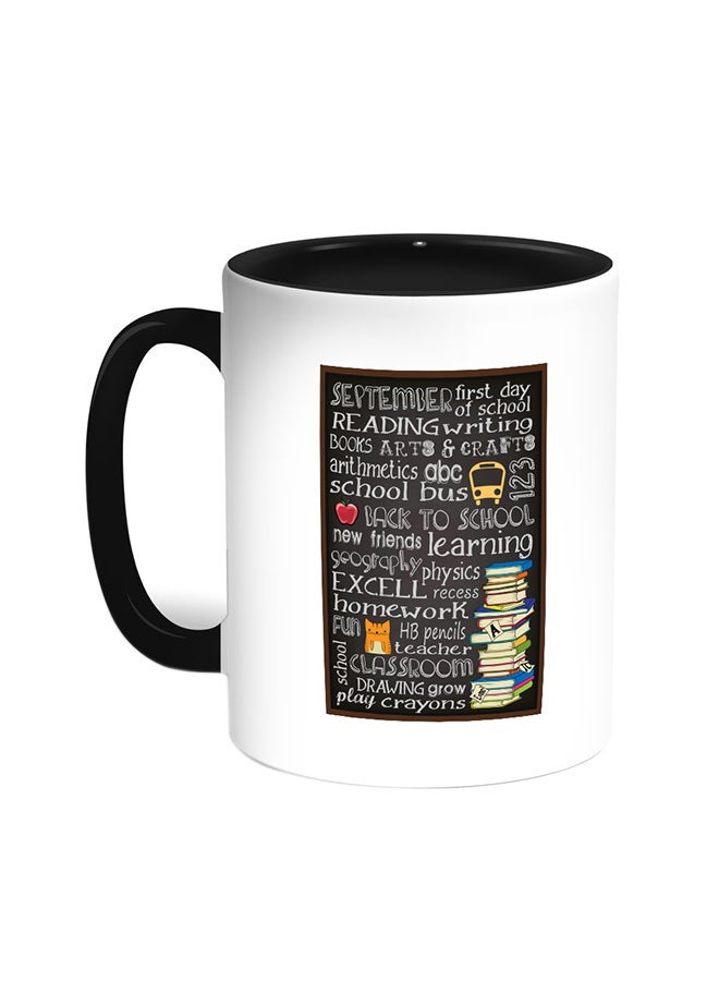 RYN First Day Of School Printed Coffee Mug Black/White 11ounce