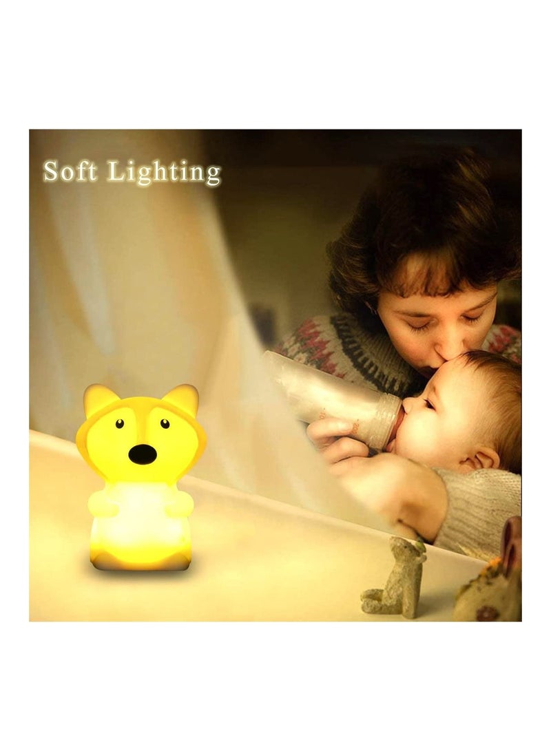Kids Night Light Fox Silicone Nursery for Baby and Toddler Squishy Room Animal Lights Girls Boys Kawaii Lamp Cute Lamps Bedroom  - Image 4