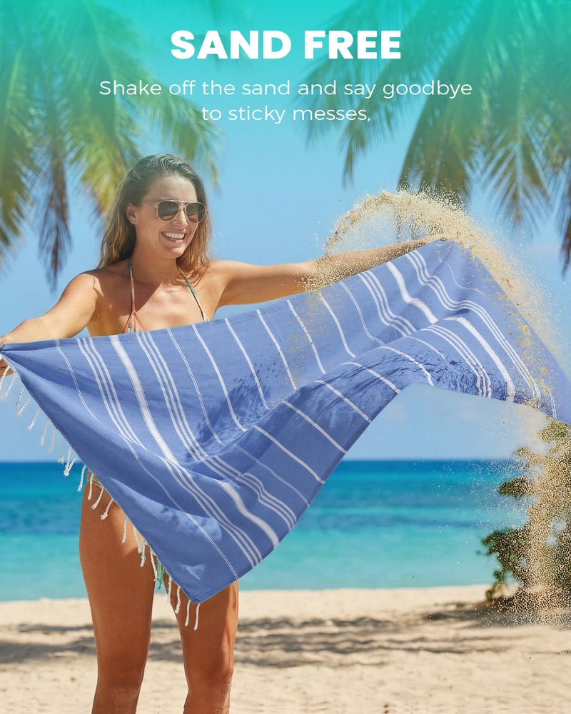 Antfuny 2 Packs Turkish Beach Towels Vacation Essentials Quick Dry Sand Free Soft Absorbent Extra Large Xl Big Blanket Adult Oversized Bath Pool Swim Towel Lightweight Thin Sandless Compact No Sand Packabl - Image 3