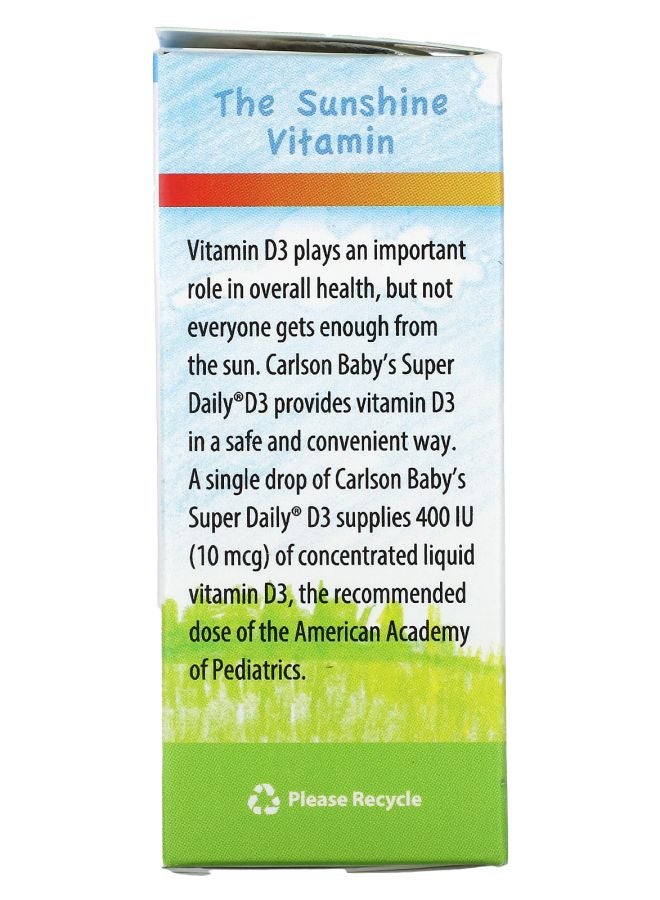 Carlson فيتامين د3 اليومي الفائق للأطفال® 10 ميكروغرام (400 وحدة دولية) 0.086 أونصة سائلة (2.54 مل) - Image 2