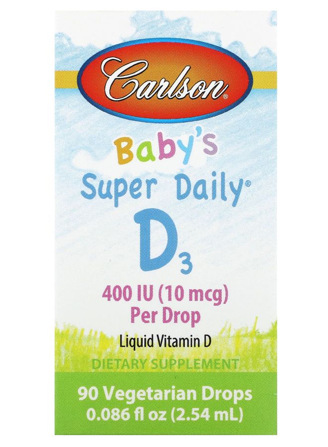 Carlson فيتامين د3 اليومي الفائق للأطفال® 10 ميكروغرام (400 وحدة دولية) 0.086 أونصة سائلة (2.54 مل) - Image 1