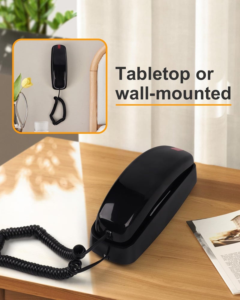 MCHEETA Corded Wall Phone, Landline Phones for Seniors with Large Buttons, Office Desk Phone with Adjustable Loud Volume & Lighted Keypad, Durable Basic Design for Home, Black - Image 2