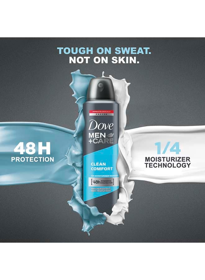 Dove Men+ Care Antiperspirant Deodorant Body Spray Clean Comfort Triple Defense Technology 72H Protection - Image 2