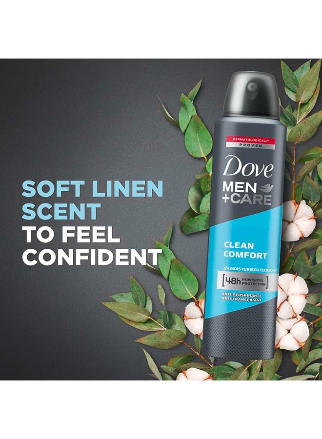 Dove Men+ Care Antiperspirant Deodorant Body Spray Clean Comfort Triple Defense Technology 72H Protection - Image 3