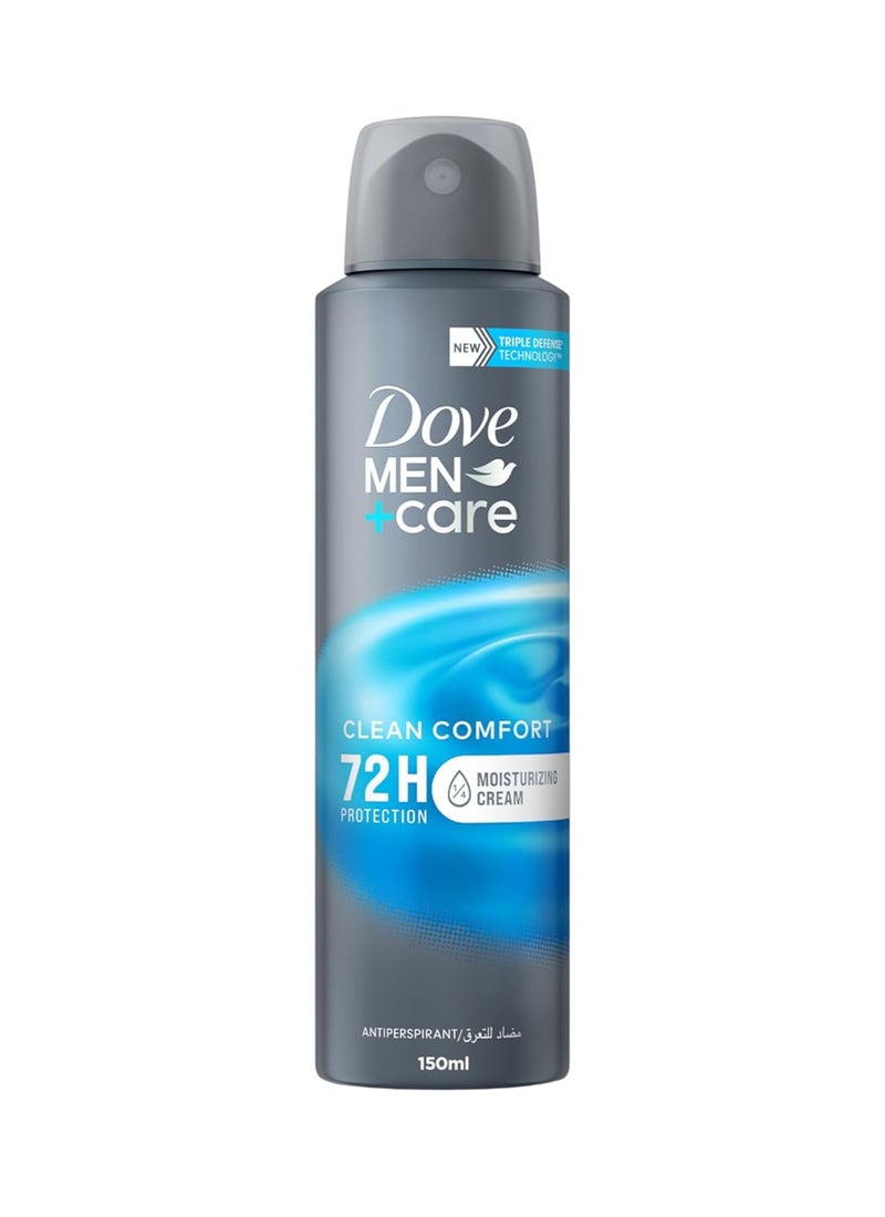 Dove Men+ Care Antiperspirant Deodorant Body Spray Clean Comfort Triple Defense Technology 72H Protection - Image 1