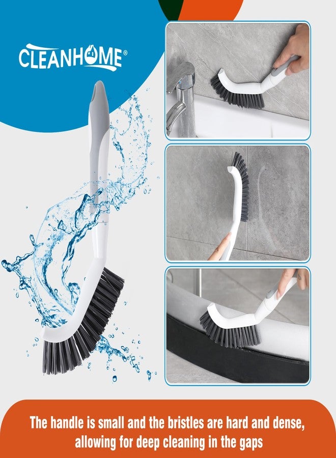 CLEANHOME 3 Pcs Scrub Brush,Multifunctional Cleaning Brush Set with Non-Slip Handle and Sturdy Bristles,Scrub Brushes for Cleaning Bathroom,Kitchen,Grout,Tile,Grey - Image 3
