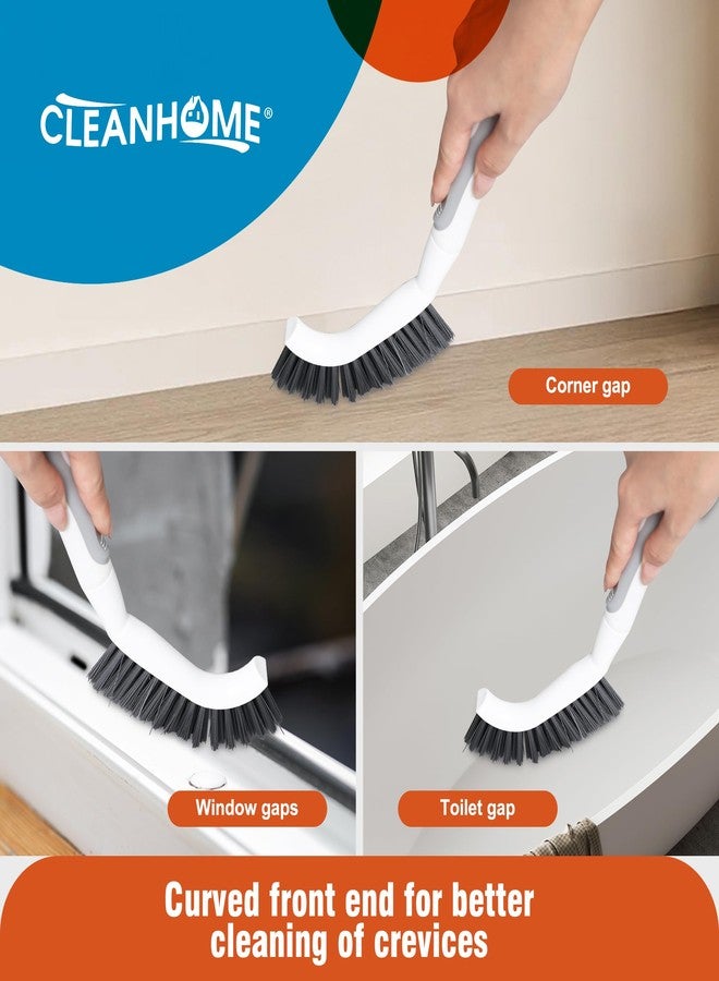 CLEANHOME 3 Pcs Scrub Brush,Multifunctional Cleaning Brush Set with Non-Slip Handle and Sturdy Bristles,Scrub Brushes for Cleaning Bathroom,Kitchen,Grout,Tile,Grey - Image 4