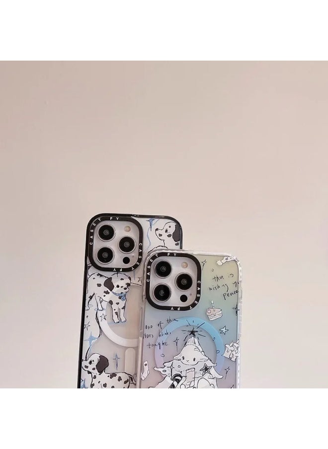 Generic - Magnetic Ai Le Animal City For Apple For Iphone15ProMax Phone Case 13/12 Drop-resistant 14pro Hard Cover-Color:Aile Animal City (guitar Puppy) [magnetic Suction] Side Word Black Frame Hard Shell-Applicable Model:For Iphone14/13 - Image 1