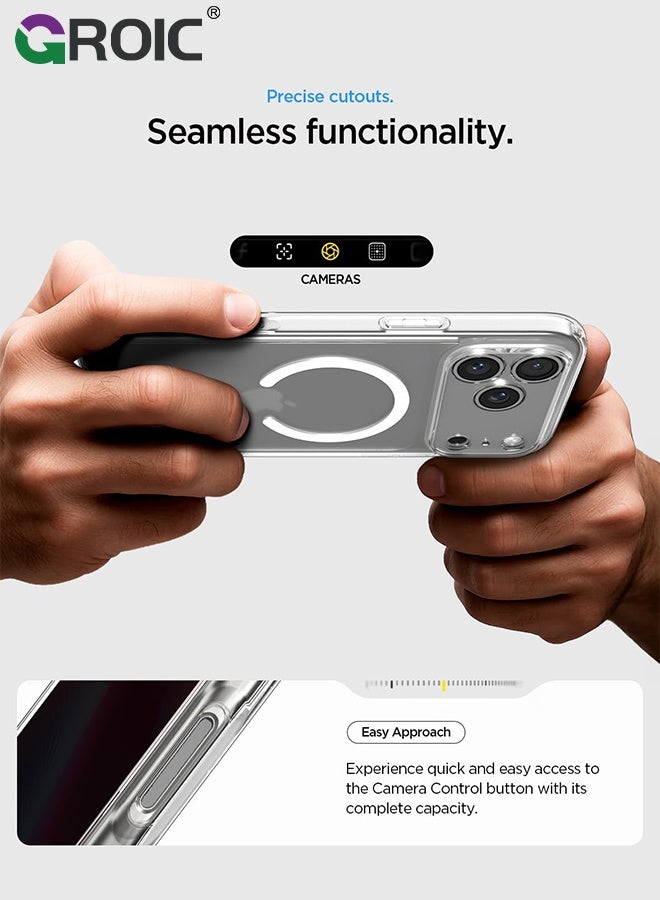 GROIC For iPhone 17 Pro Case,Clear Magnetic Transparent Phone Case,Drop Protection Rugged Shockproof Protective Cell Phone Cover,Magnetic Phone Shell for iPhone 17 Pro 6.3 inch - Image 5