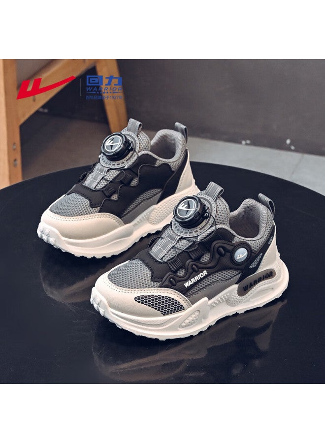Warrior Boys' Mesh Casual Shoes Spring And Autumn Breathable Children's Sports Shoes Wz-0500 Gray/black Size 36