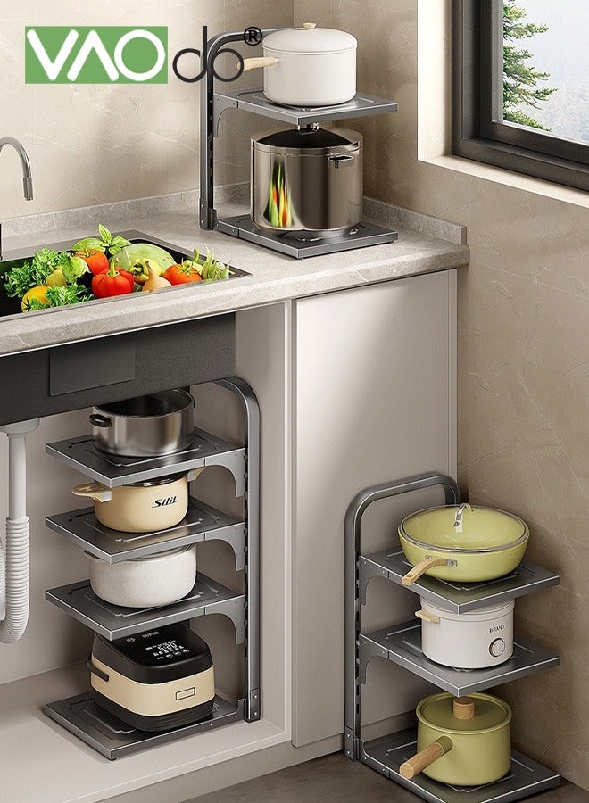 VAOdo Pot and Pan Organizer Rack for under Cabinet  Heavy Duty Pot Pan Rack under Sink Organizers and Storage  Kitchen Cabinet Organizer with 3 Adjustable Shelves - Image 2