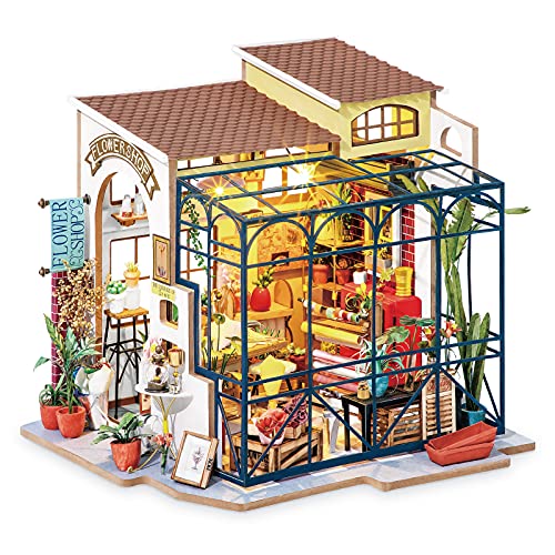 Rolife DIY Miniature Doll House Kit with Furniture for Children Adult Wooden Kits Toy Emilys Flower Shop - Image 1