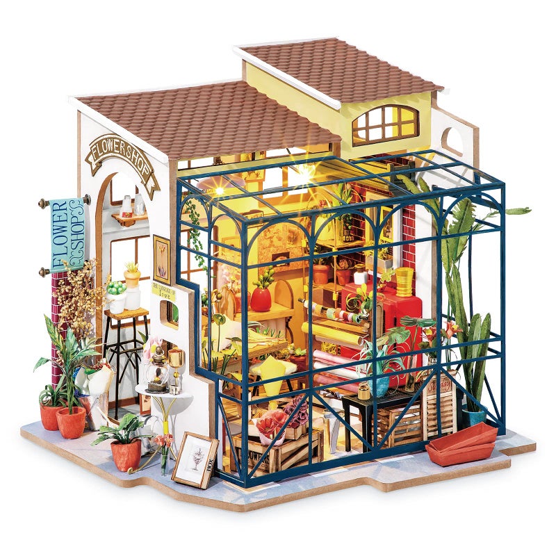 Rolife DIY Miniature Doll House Kit with Furniture for Children Adult Wooden Kits Toy Emilys Flower Shop - Image 2