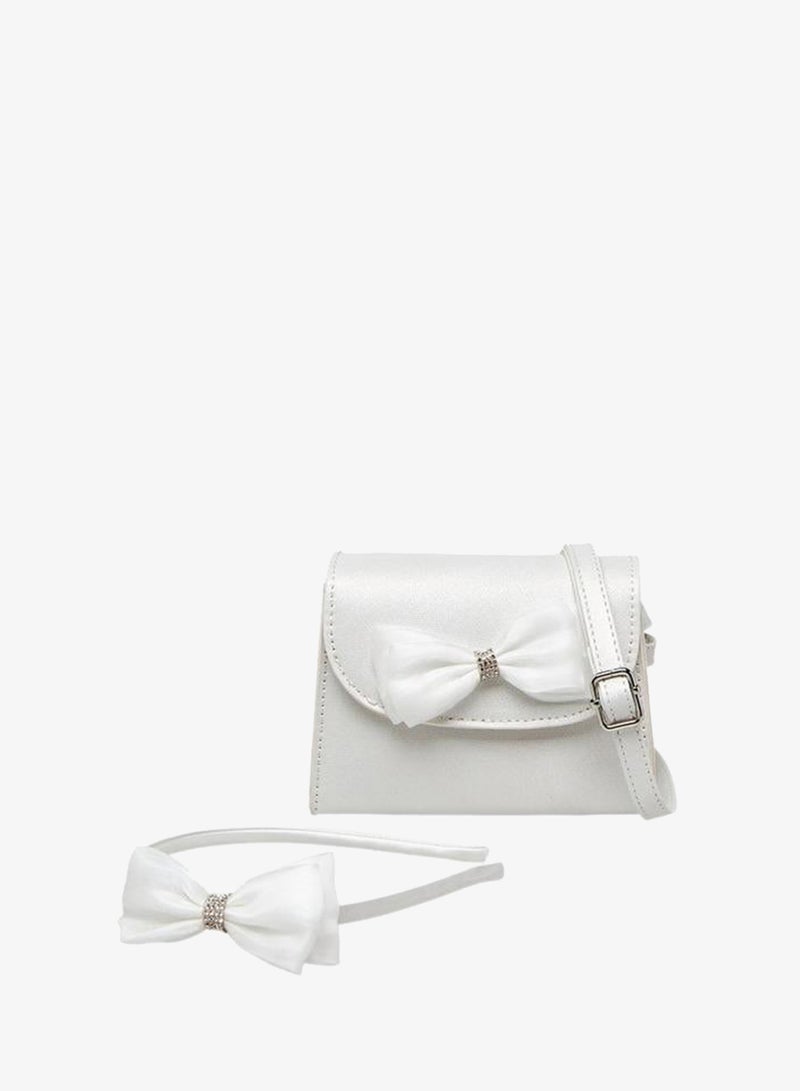 Little Missy Bow Embellished Crossbody Bag with Hairband Set - Image 1
