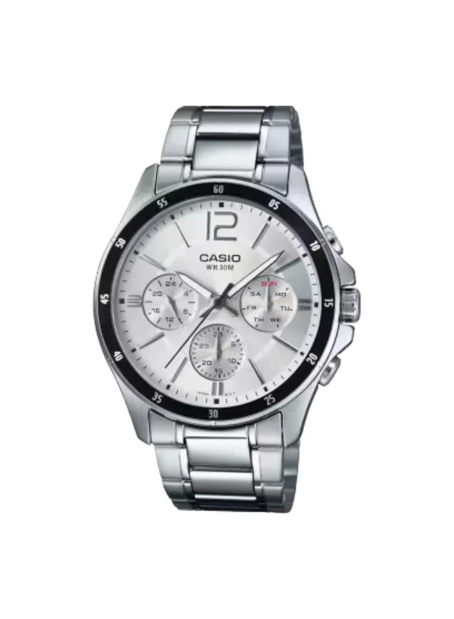 كاسيو Men's Analog Display Watch With Silver Stainless Steel Strap - MTP-1374D-7A