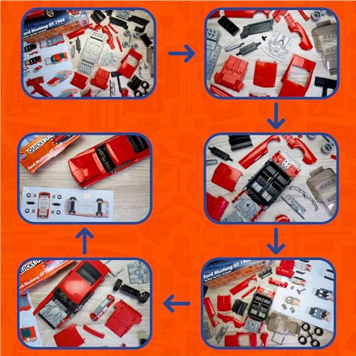 Airfix Quickbuild Plastic Model Kit - Ford Mustang GT 1968 - Easy Assembly Snap Together Model Car Kit, Classic Sports Car for Adults & Kids to Build, Building Toys Set, Red - Image 3