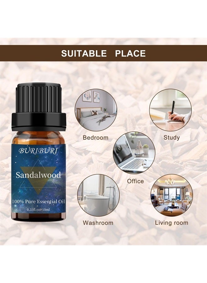 BURIBURI Sandalwood Essential Oils for Diffuser, Skin, Hair, 100% Pure, Undiluted Sandalwood Oil for Candle Soap Perfume Making, Natural, Organic Aromatherapy Sandalwood Oils 10ML - Image 5