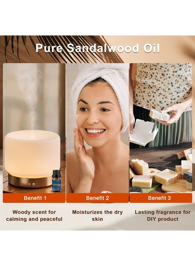 BURIBURI Sandalwood Essential Oils for Diffuser, Skin, Hair, 100% Pure, Undiluted Sandalwood Oil for Candle Soap Perfume Making, Natural, Organic Aromatherapy Sandalwood Oils 10ML - Image 3