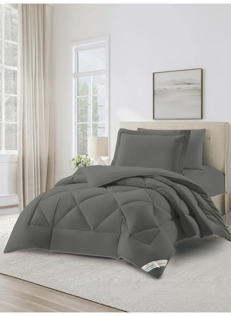 Donetella Bedding Comforter Set, Single Size Fits 140x200 cm - 4-Pcs Solid Quilted Bed Set, Microfiber Fabric - 1 Comforter, 1 Fitted Sheet, 1 Pillow Shams,1 Pillowcases