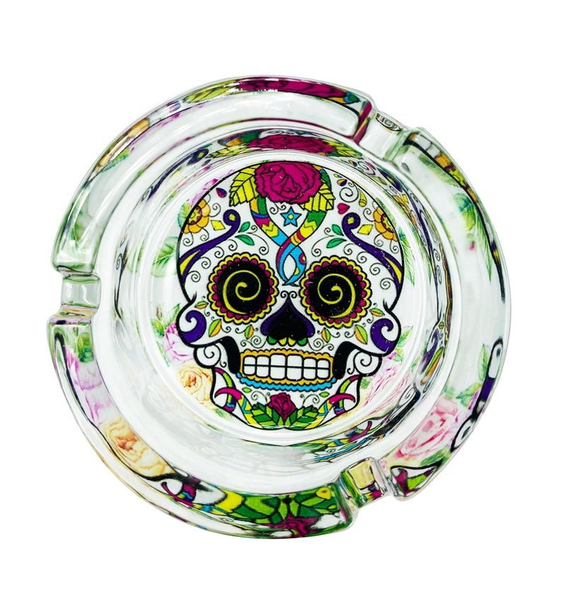 Hitansh Enterprises Abstract Design Eyes Skull Glass Ashtray | Classic Style, Unique Design, Light Weighted, Table top Ashtray, Perfect for Gifts | hea2334