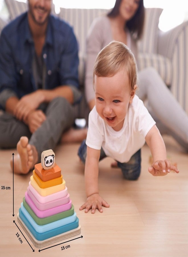 THE FUNNY MIND Rainbow Series Colorful Square Shape Wooden Stacking Tower Blocks Stacker Brain Game for Kids 3 4 5 Year Baby Activity Toys - Early Development and Learning Kids Toys - Image 5