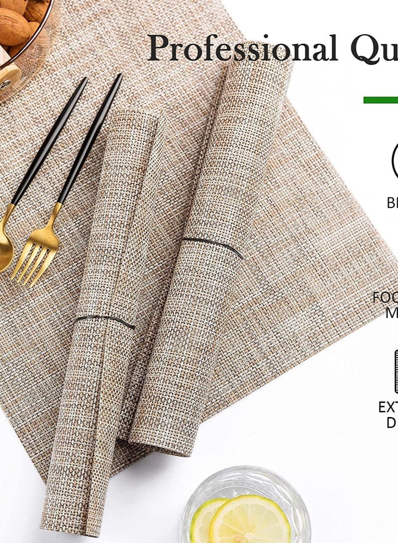 GROWSTEADY مفارش أطباق من الفينيل قابلة للغسل في الأماكن المغلقة/الخارجية لطاولة الطعام، مفارش طاولة منسوجة متينة - Image 1