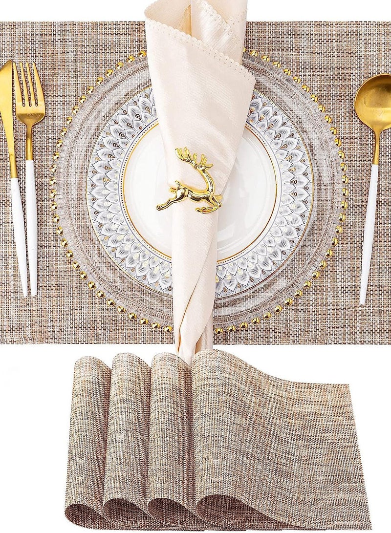 GROWSTEADY مفارش أطباق من الفينيل قابلة للغسل في الأماكن المغلقة/الخارجية لطاولة الطعام، مفارش طاولة منسوجة متينة - Image 2