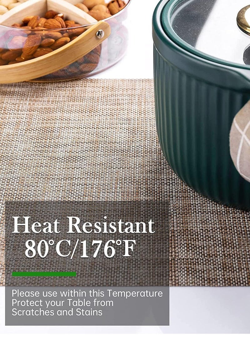 GROWSTEADY مفارش أطباق من الفينيل قابلة للغسل في الأماكن المغلقة/الخارجية لطاولة الطعام، مفارش طاولة منسوجة متينة - Image 4
