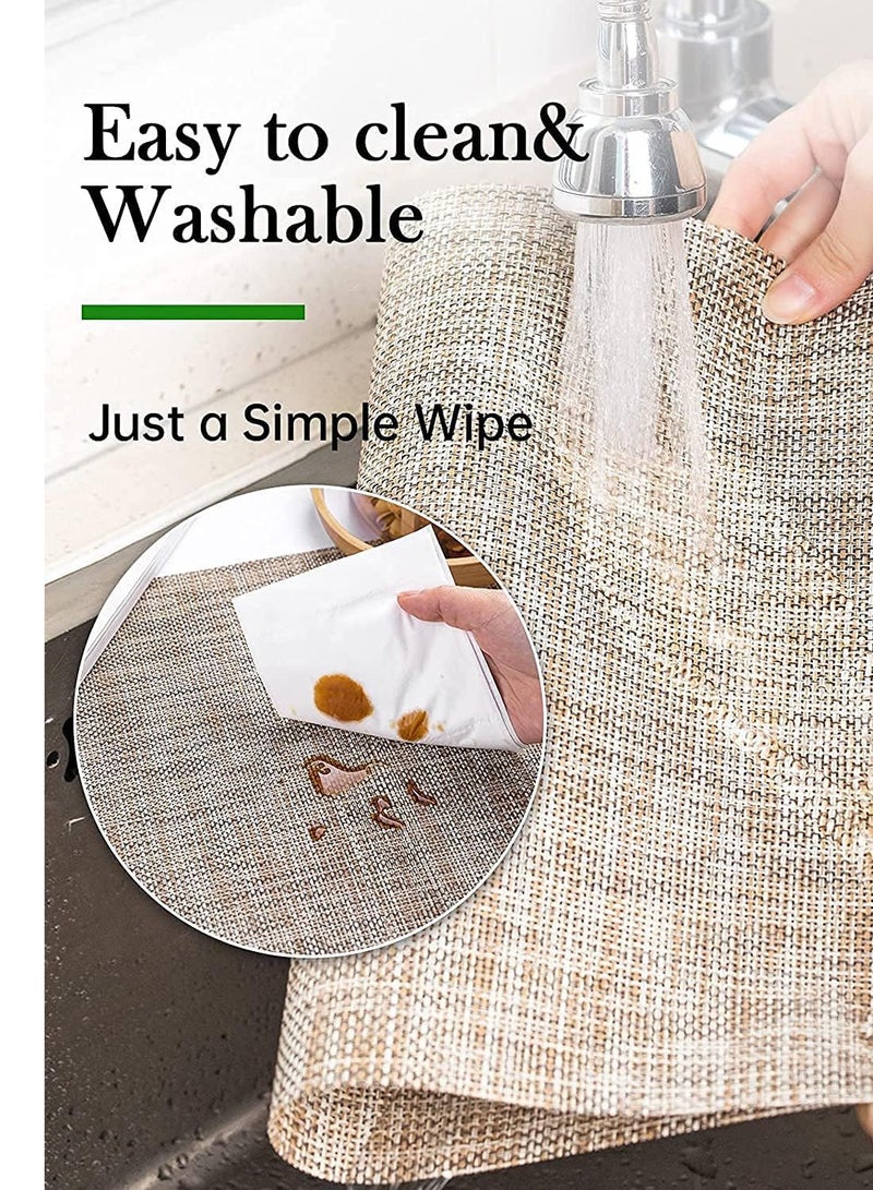 GROWSTEADY مفارش أطباق من الفينيل قابلة للغسل في الأماكن المغلقة/الخارجية لطاولة الطعام، مفارش طاولة منسوجة متينة - Image 3