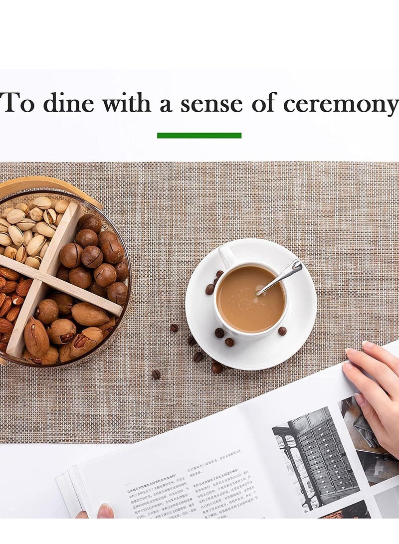 GROWSTEADY مفارش أطباق من الفينيل قابلة للغسل في الأماكن المغلقة/الخارجية لطاولة الطعام، مفارش طاولة منسوجة متينة - Image 5