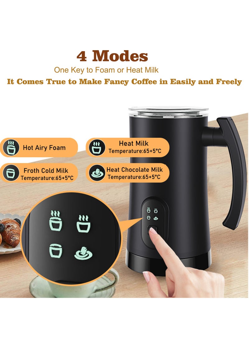 صانع رغوة الحليب، جهاز بخار الحليب الكهربائي 4 في 1، صانع رغوة أوتوماتيكية ساخنة وباردة، جهاز بخار حليب قابل للفصل سعة 12 أونصة/350 مل للقهوة واللاتيه والشوكولاتة الساخنة والكابتشينو - Image 2