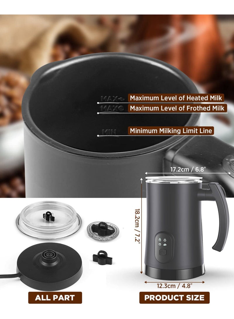 صانع رغوة الحليب، جهاز بخار الحليب الكهربائي 4 في 1، صانع رغوة أوتوماتيكية ساخنة وباردة، جهاز بخار حليب قابل للفصل سعة 12 أونصة/350 مل للقهوة واللاتيه والشوكولاتة الساخنة والكابتشينو - Image 3