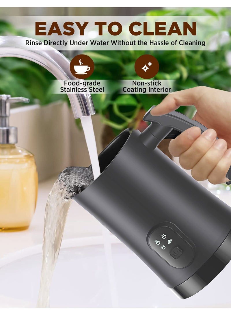 صانع رغوة الحليب، جهاز بخار الحليب الكهربائي 4 في 1، صانع رغوة أوتوماتيكية ساخنة وباردة، جهاز بخار حليب قابل للفصل سعة 12 أونصة/350 مل للقهوة واللاتيه والشوكولاتة الساخنة والكابتشينو - Image 5