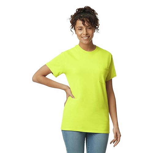 Gildan Adult Ultra Cotton TShirt with Pocket Style G2300 2Pack Safety Green Medium - Image 3